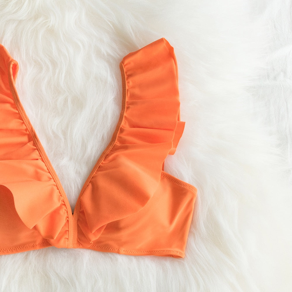 The Orange Ruffle Bikini Set