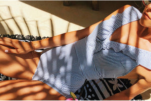 Ruffled Mini Stripes One-Piece Bathing Suit