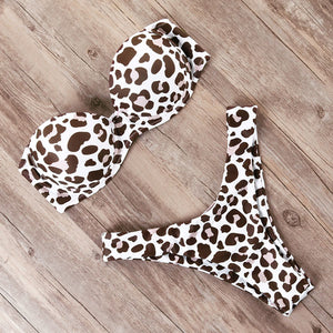 Leopard Bandeau Bikini Set