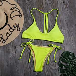 Solid Color Woman On Top Bikini Swimsuit